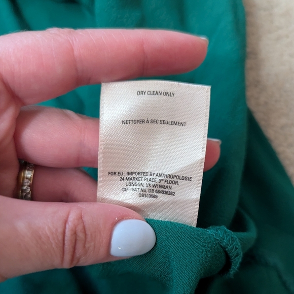 Maeve Anthropologie Cameron Striped Green Asymmetrical Dress Large - Picture 8 of 8